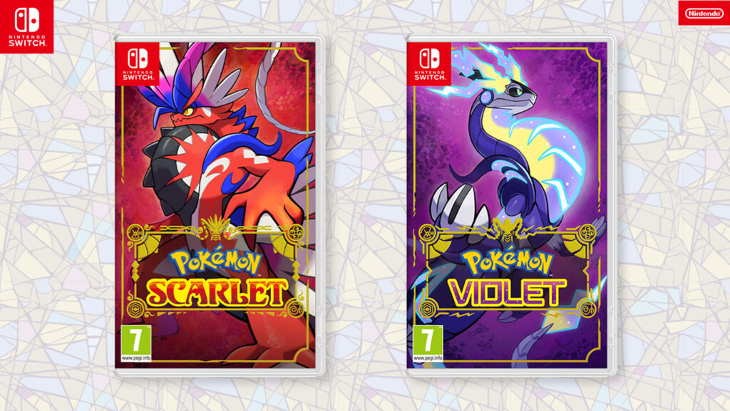Reklame for de nye spillene Pokemon Scarlet og Violet på Nintendo switch