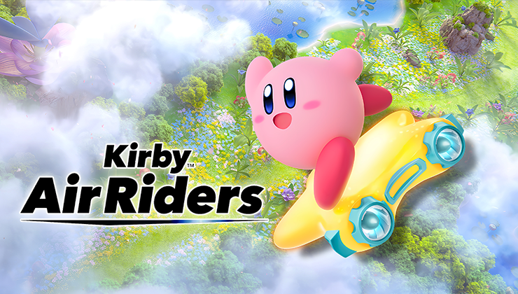 kirby air riders til nintendo switch 2, kirby karakter flyr på stjerne