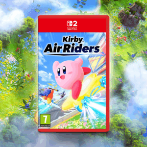 kirby air riders til nintendo switch 2, illustrasjon av esken foran
